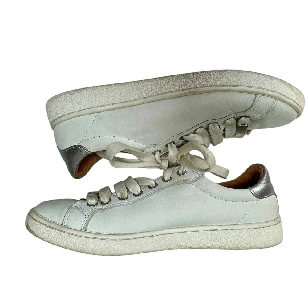 UGG Milo White Leather Low Top Sneakers Lace Up Women’s 7